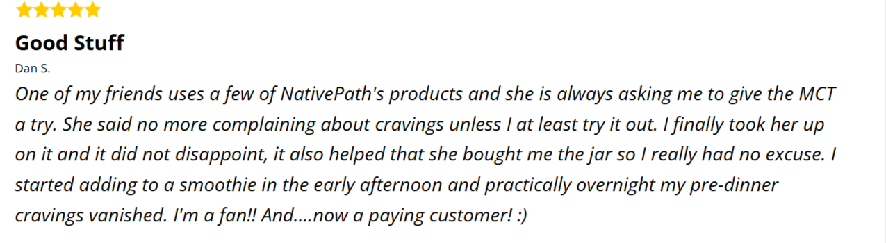 NativePath MCT Powder Customer Reviews