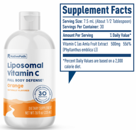 NativePath Liposomal Vitamin C Supplement fact
